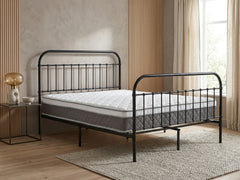 Darcy High Back Metal Bed Frame Black & MEM 23 cm Mattress - King