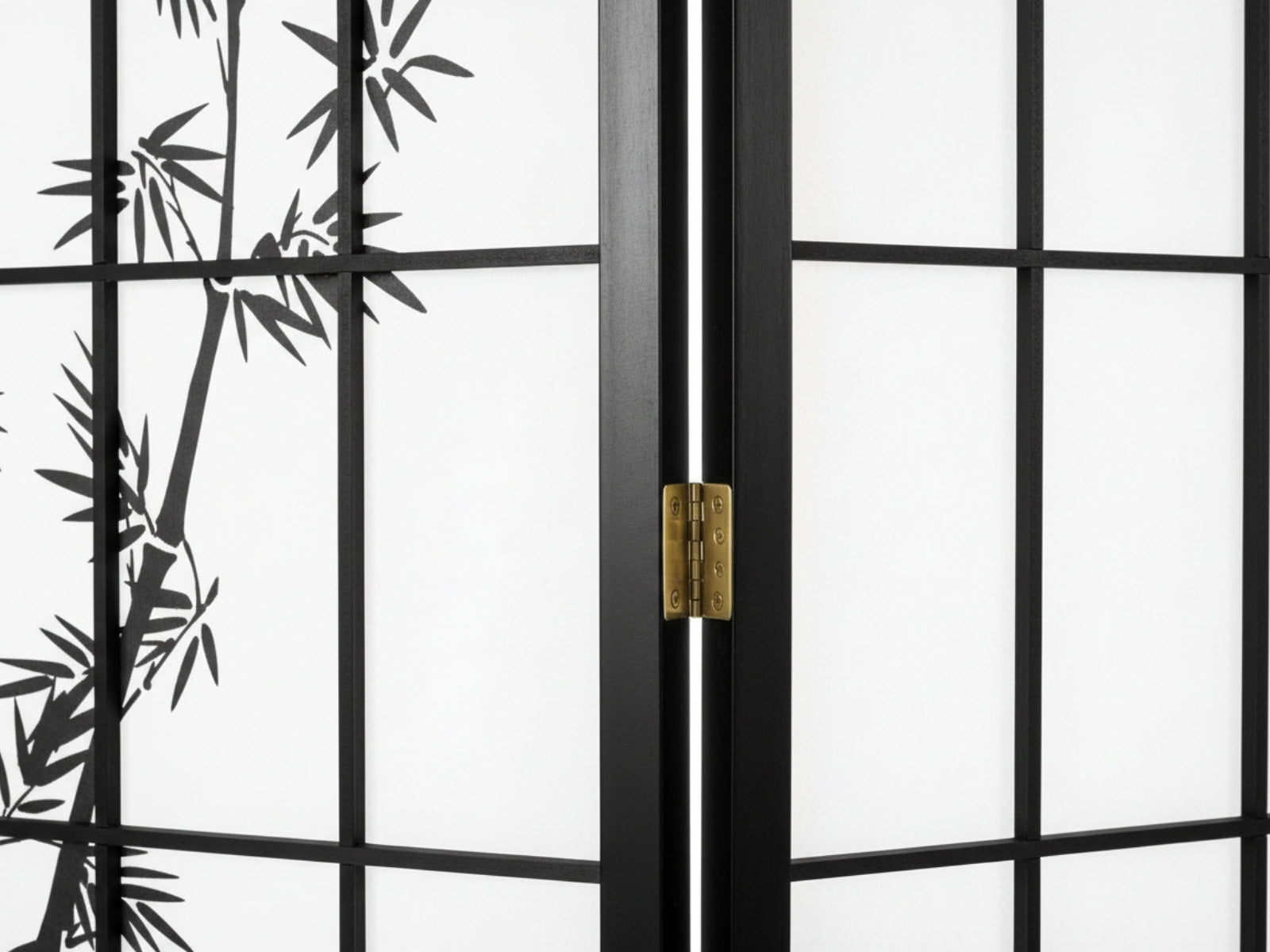 6-Panel Room Divider with Bamboo Pattern - Black