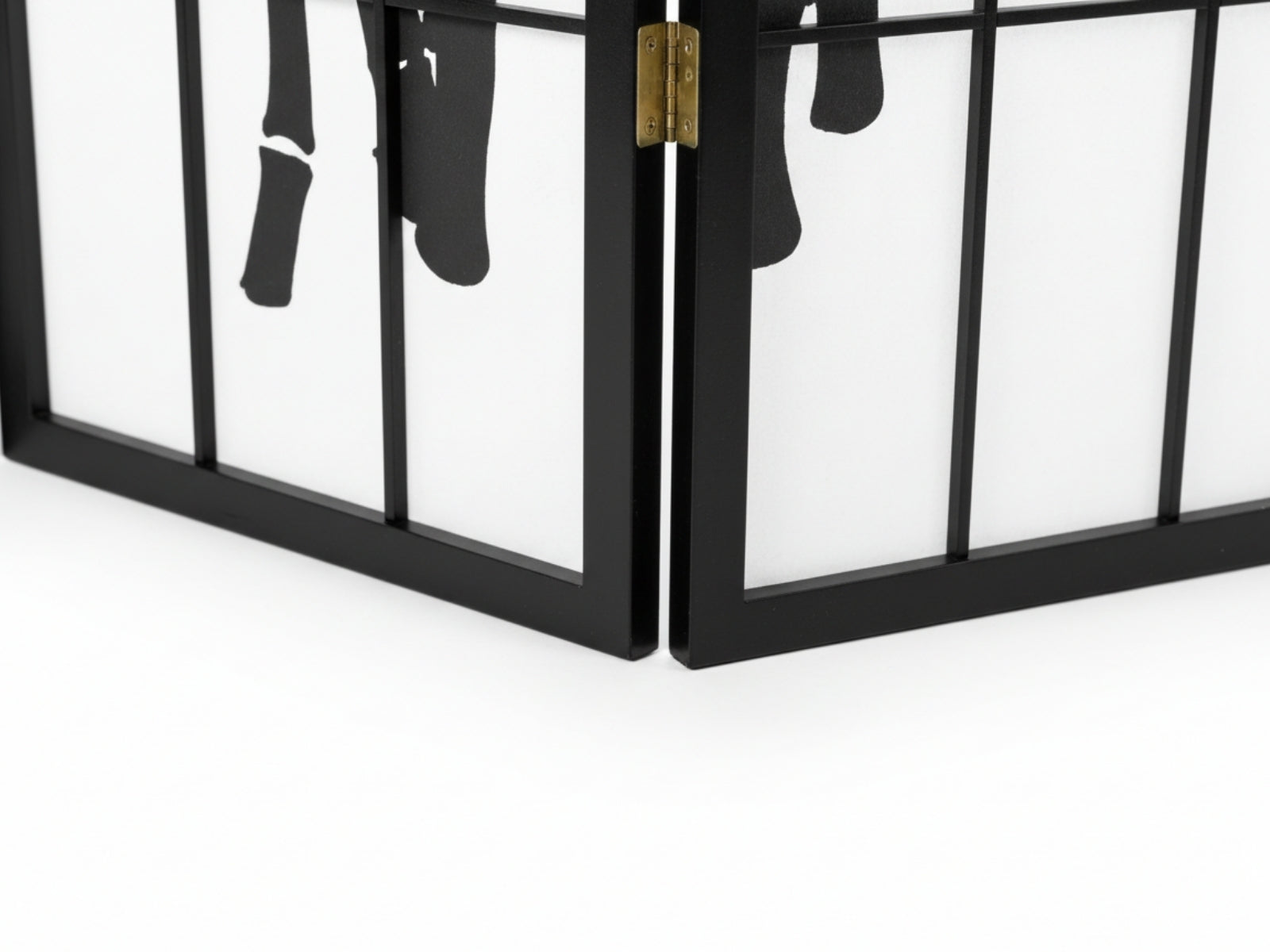 6-Panel Room Divider with Bamboo Pattern - Black