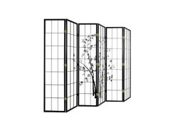 6-Panel Room Divider with Bamboo Pattern - Black