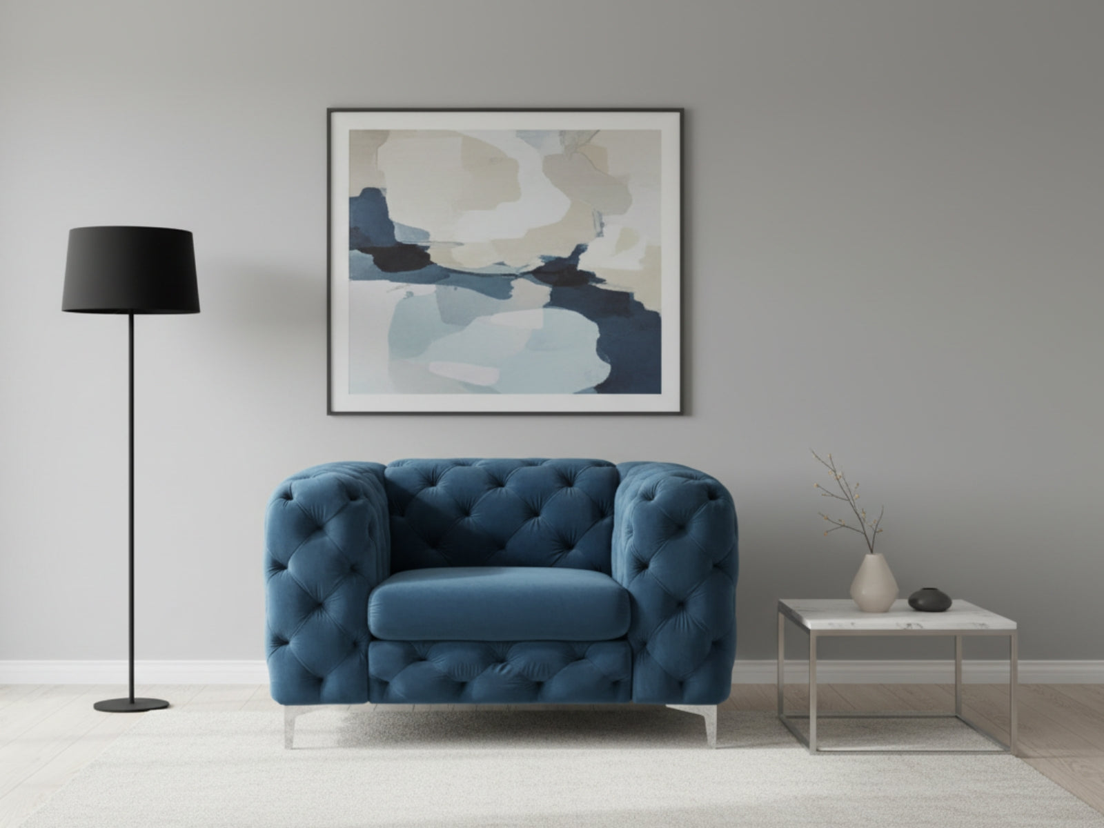 Adam Velvet Armchair - Royal Blue