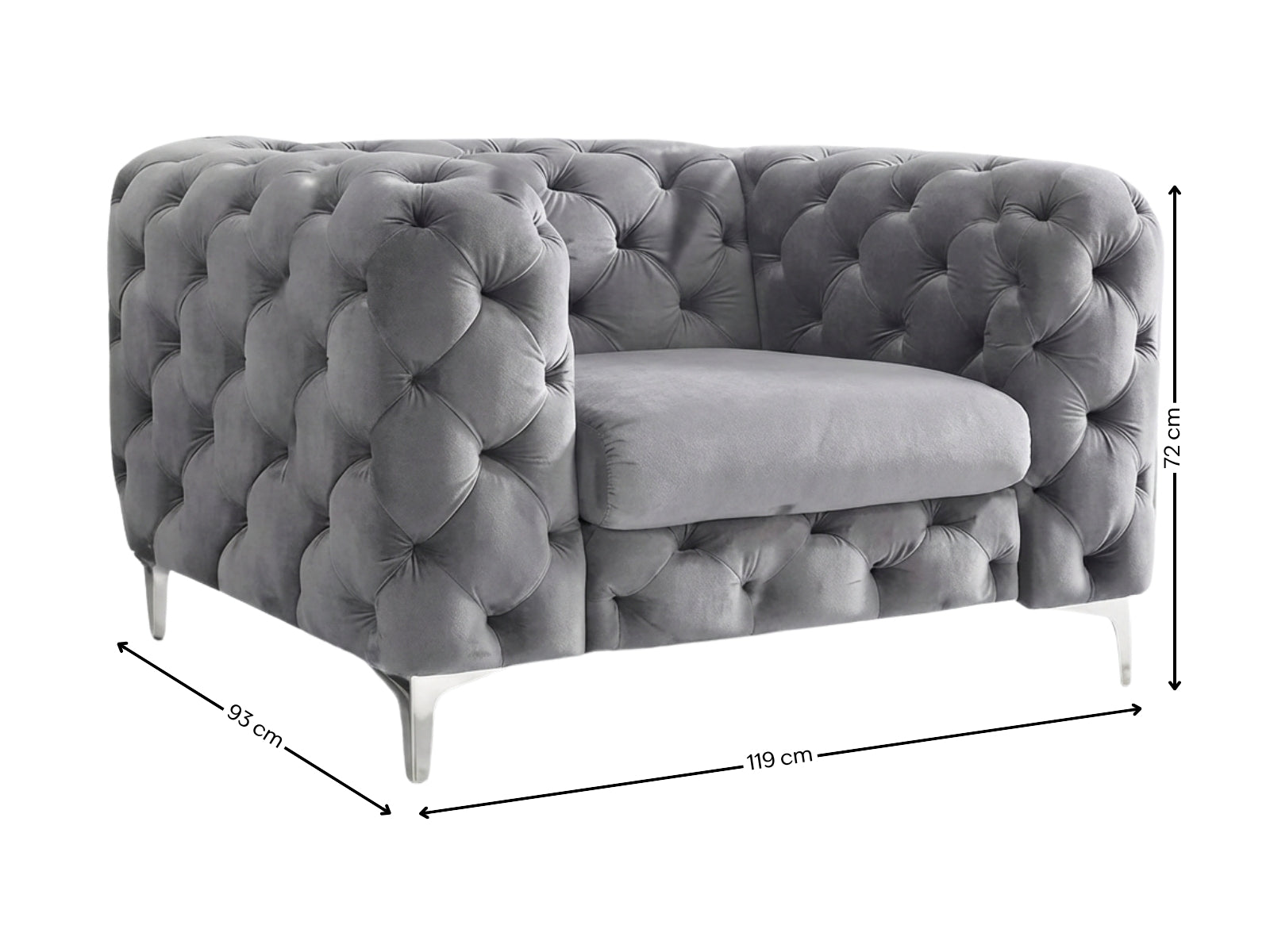 Adam Velvet Armchair - Grey