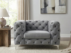 Adam Velvet Armchair - Grey