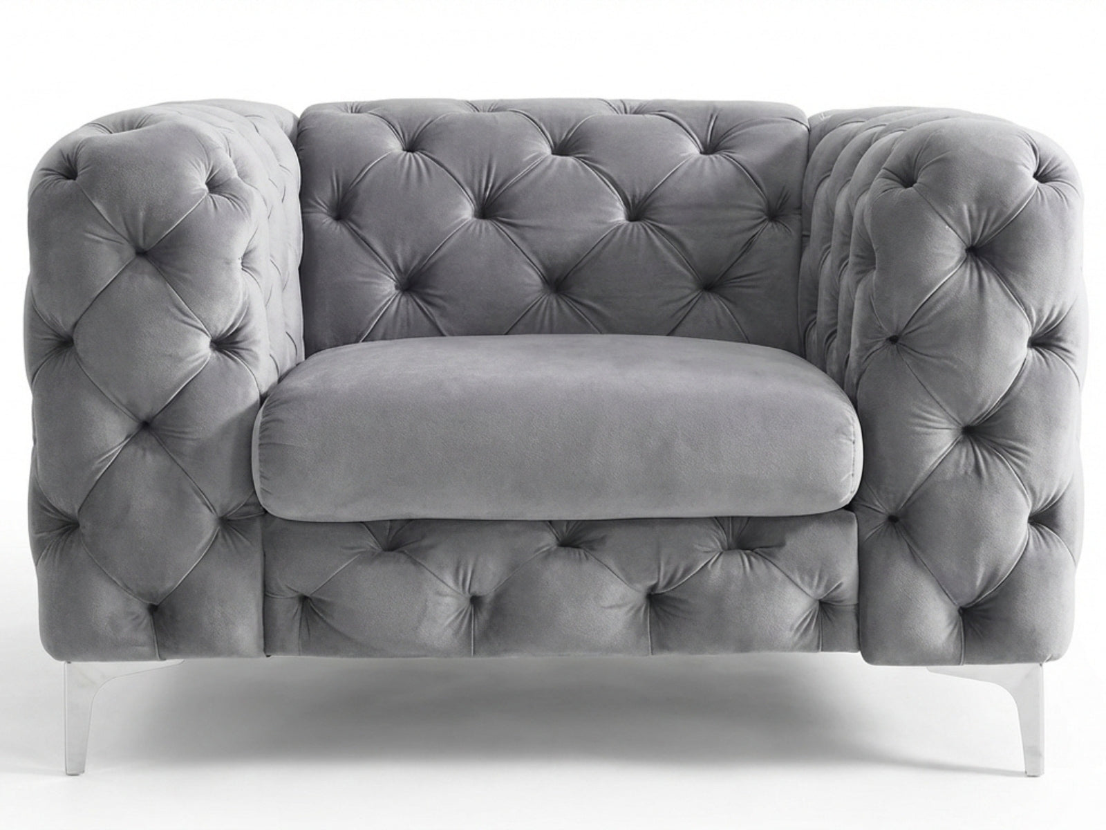 Adam Velvet Armchair - Grey