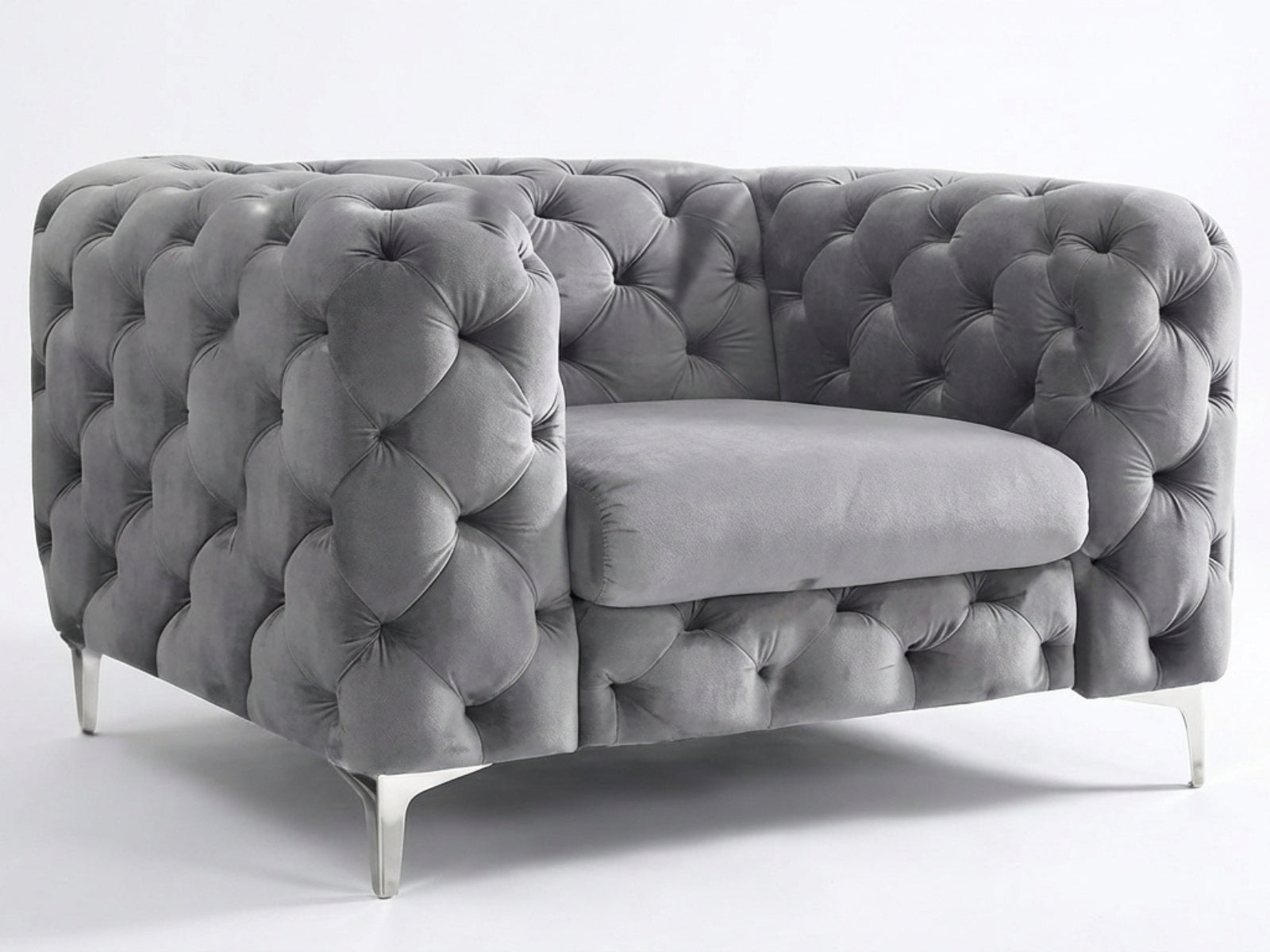 Adam Velvet Armchair - Grey
