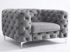 Adam Velvet Armchair - Grey