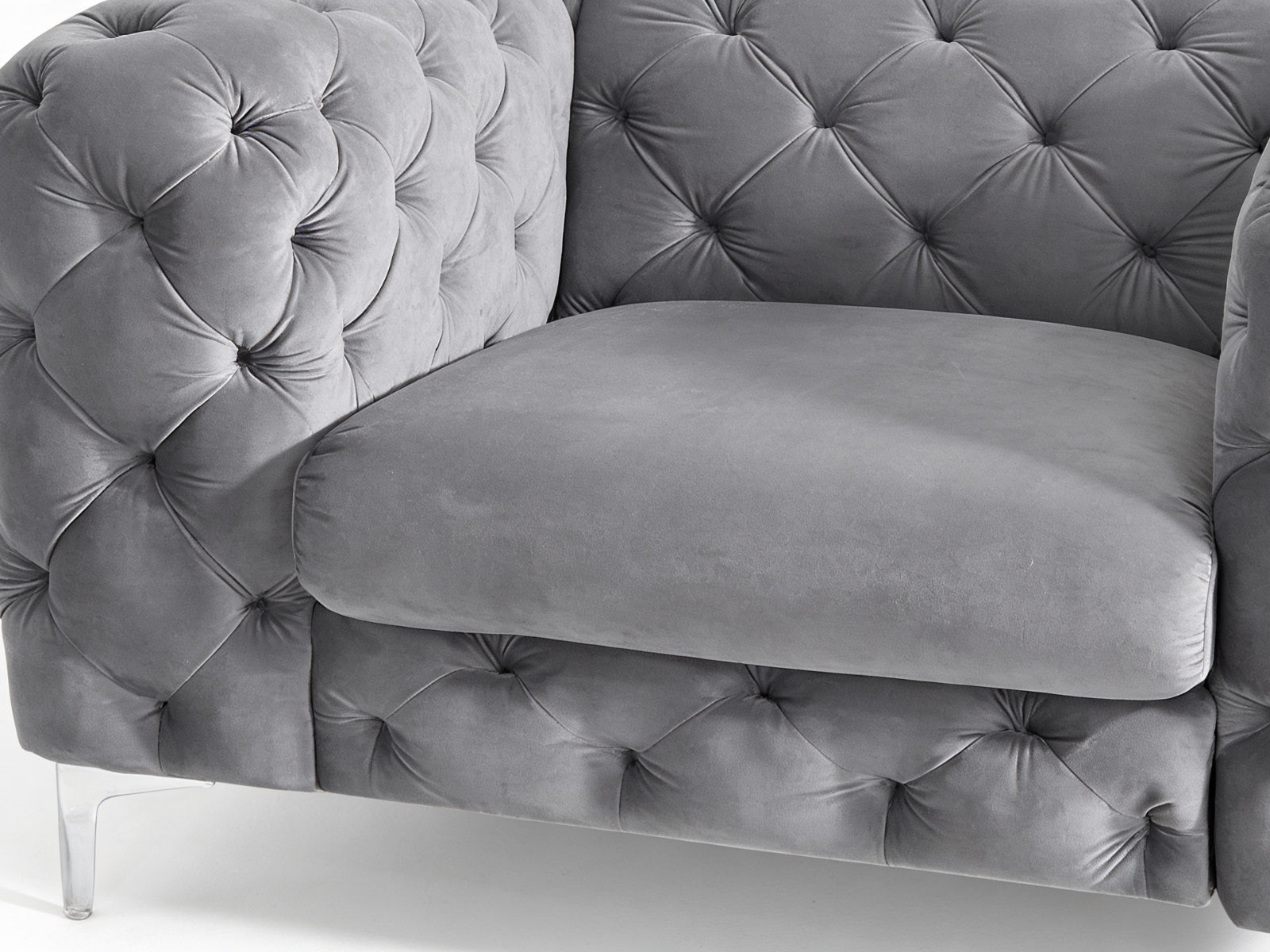Adam Velvet Armchair - Grey
