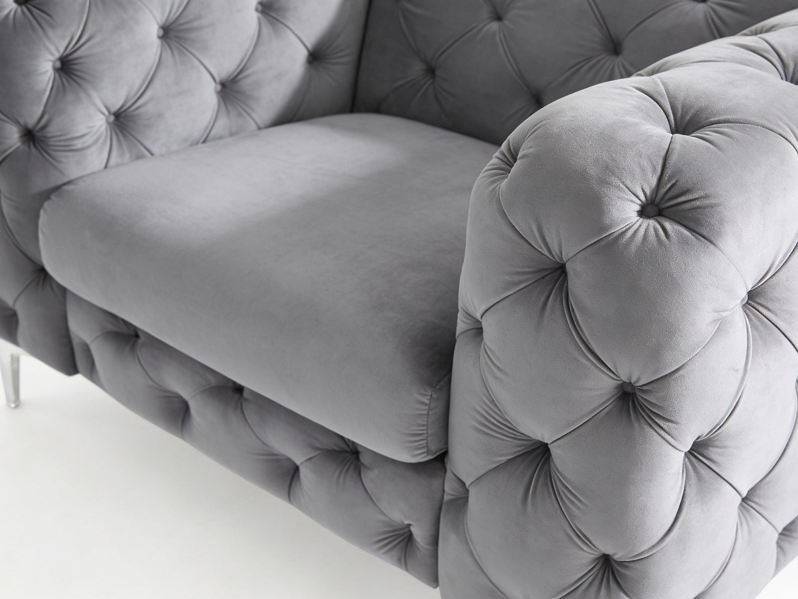 Adam Velvet Armchair - Grey