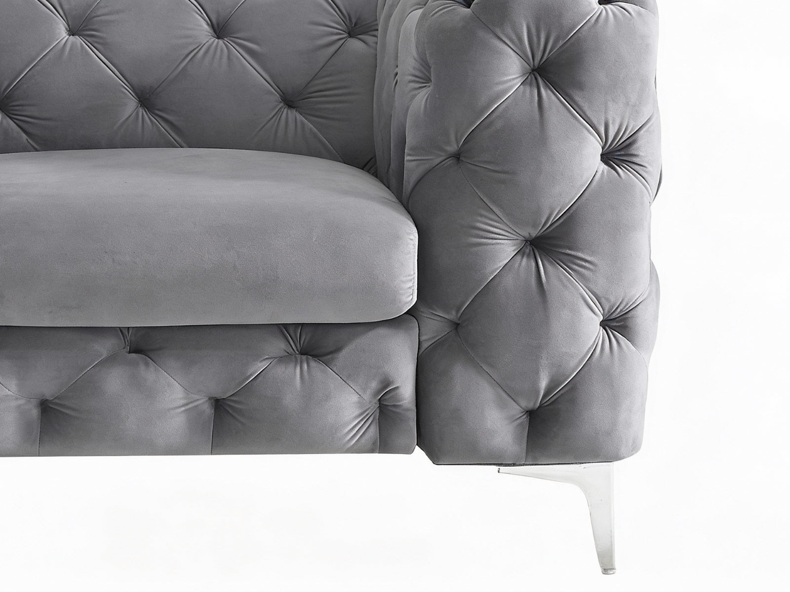 Adam Velvet Armchair - Grey