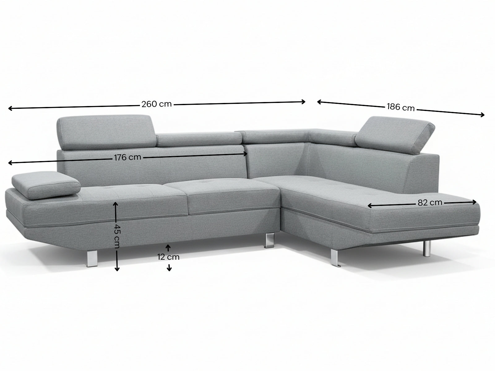 Briz Liene Sectional Sofa - Grey