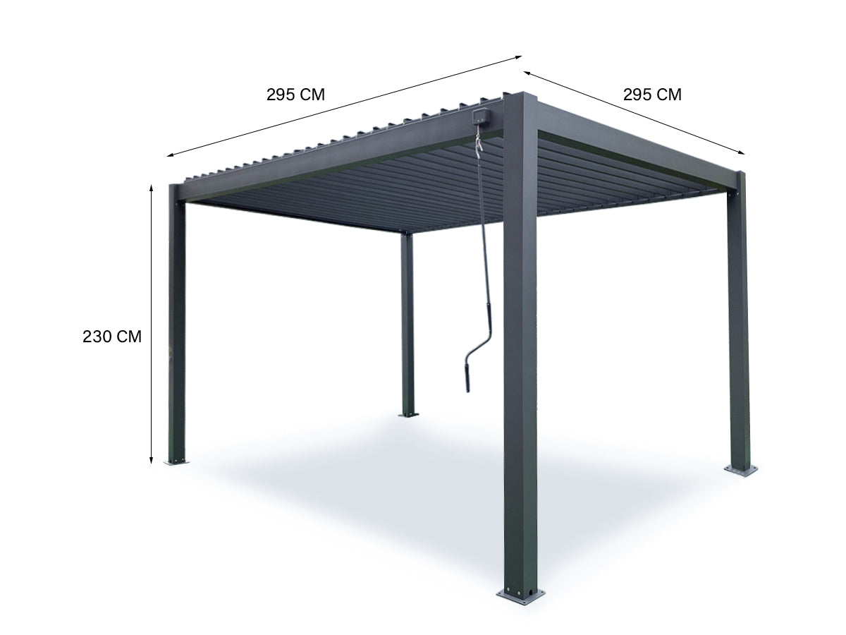 Aluminum Louvre Roof Pergola Grey - 3m x 3m