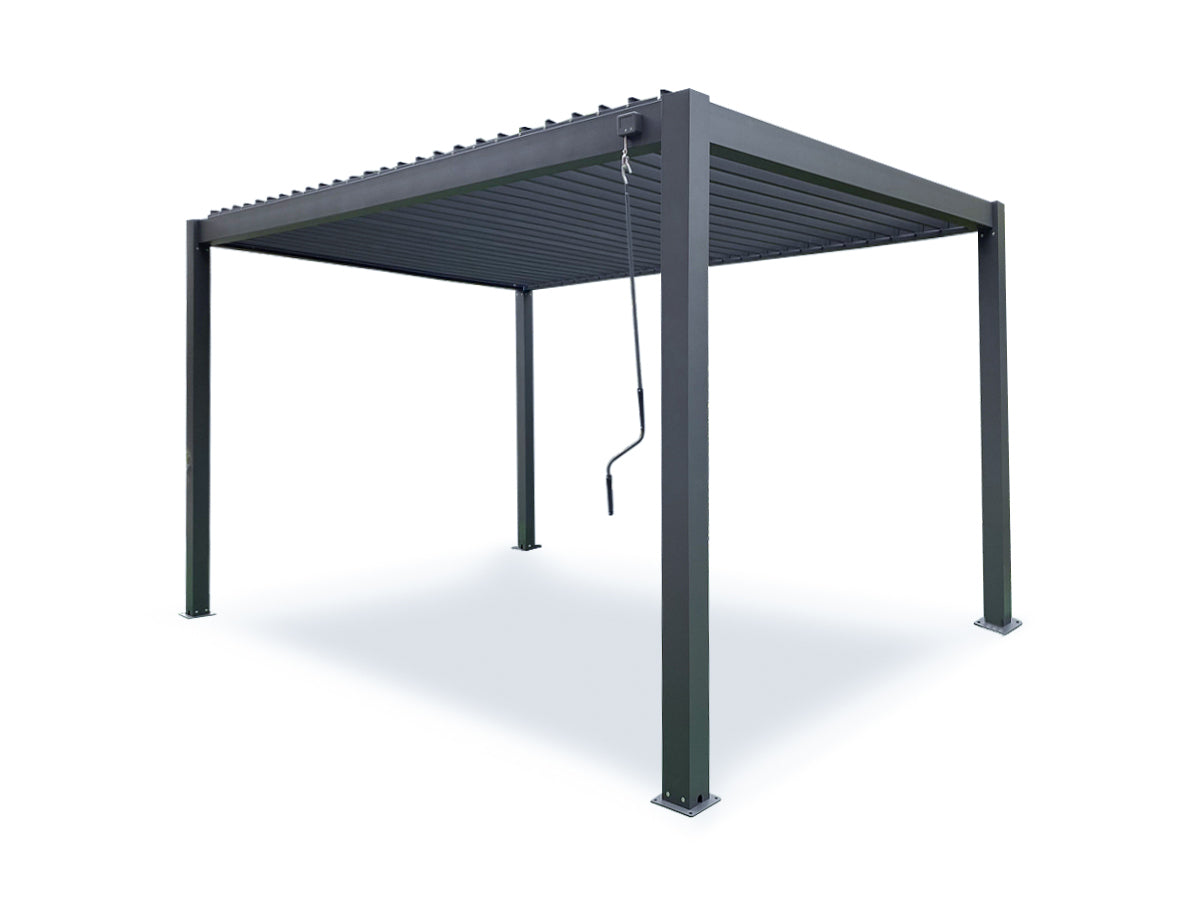 Aluminum Louvre Roof Pergola Grey - 3m x 3m