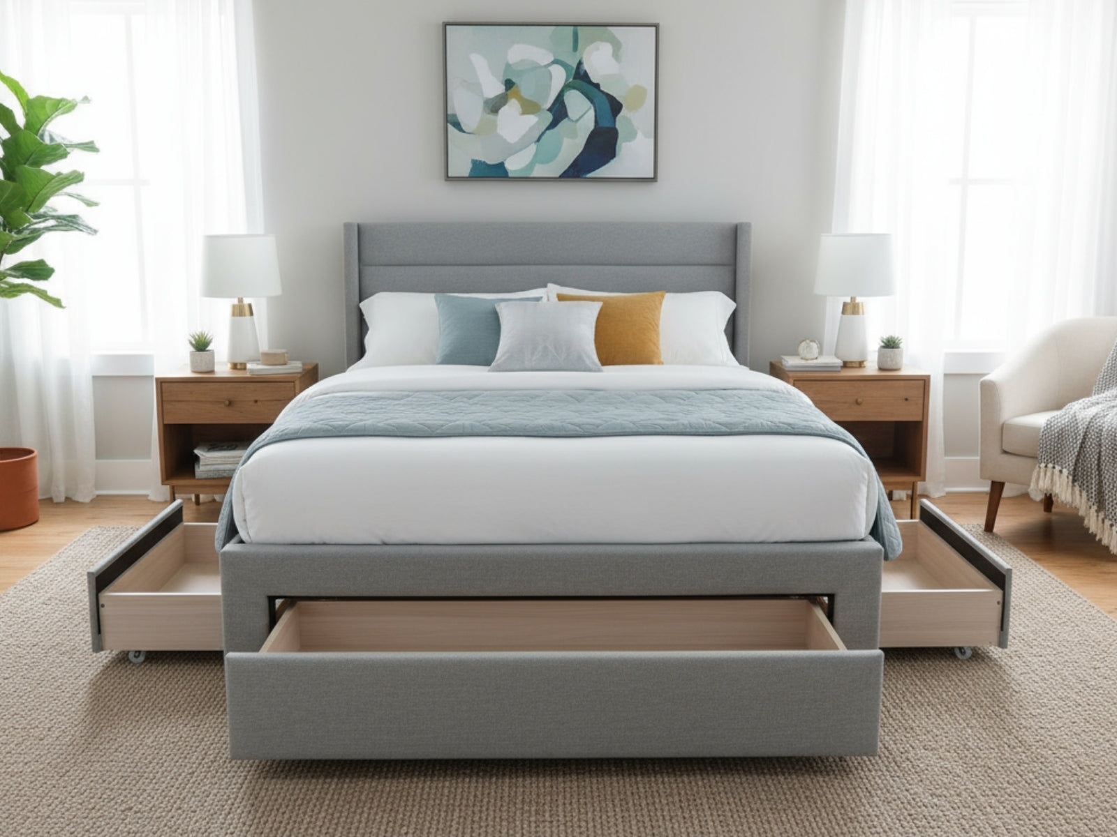 Coronado-A Bed Frame With Drawers - Double