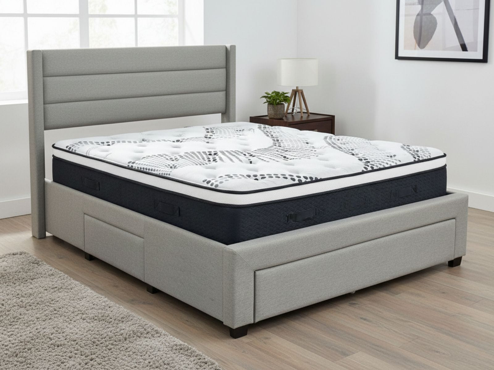 Coronado-A Bed Frame With Drawers & Euro Top Mattress J32 - Double