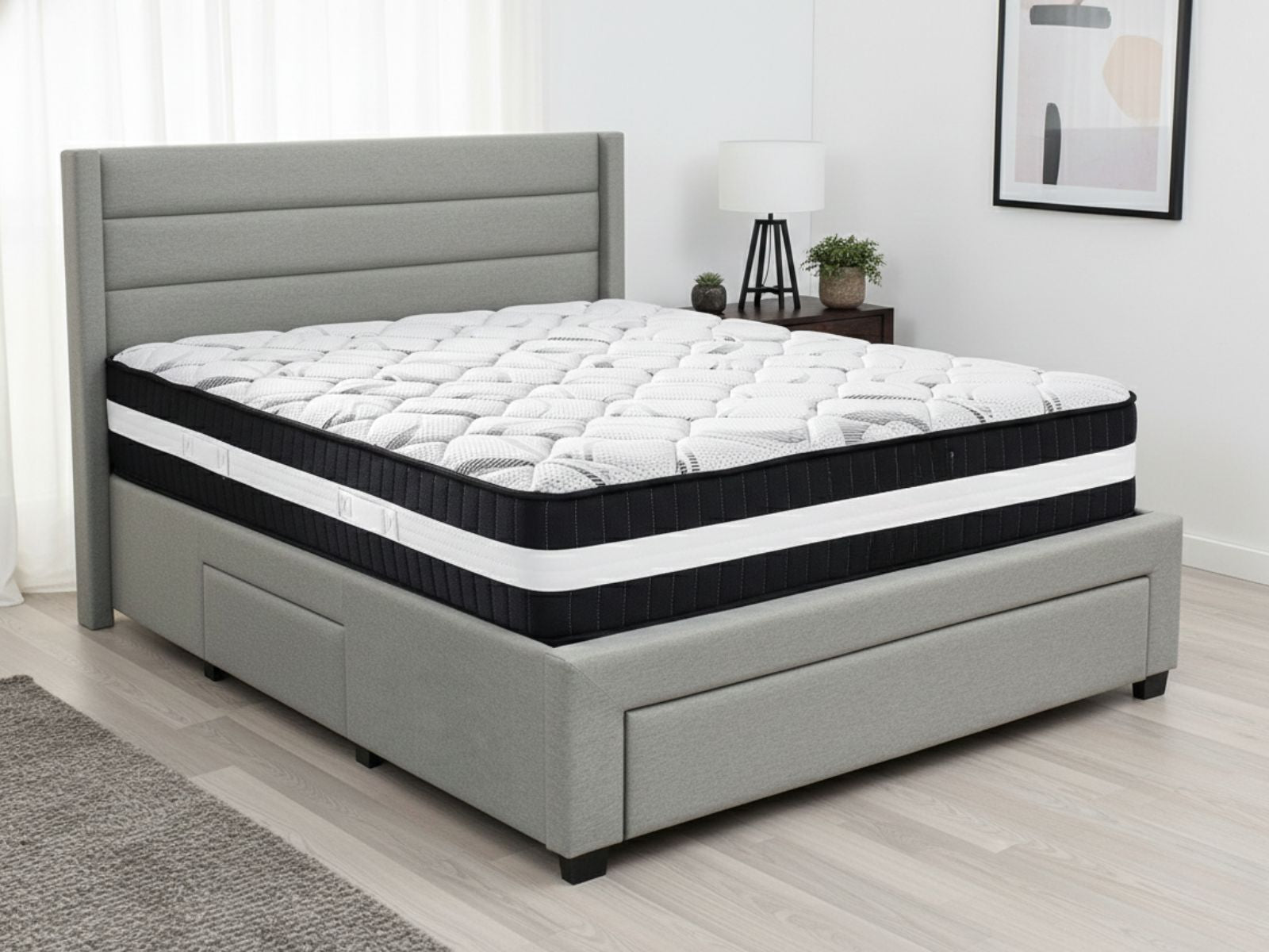 Coronado-A Bed Frame With Drawers & Euro Top Mattress L30 - Double