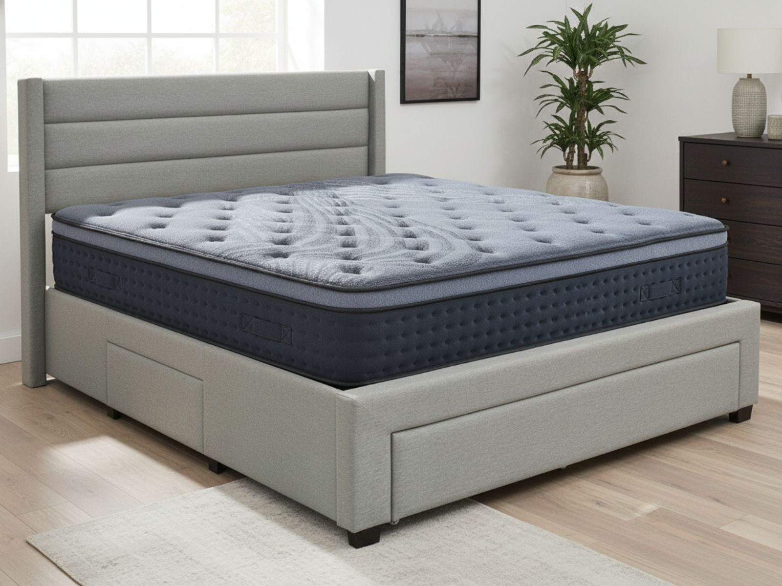 Coronado-A Bed Frame With Drawers & B34 Mattress  - Double