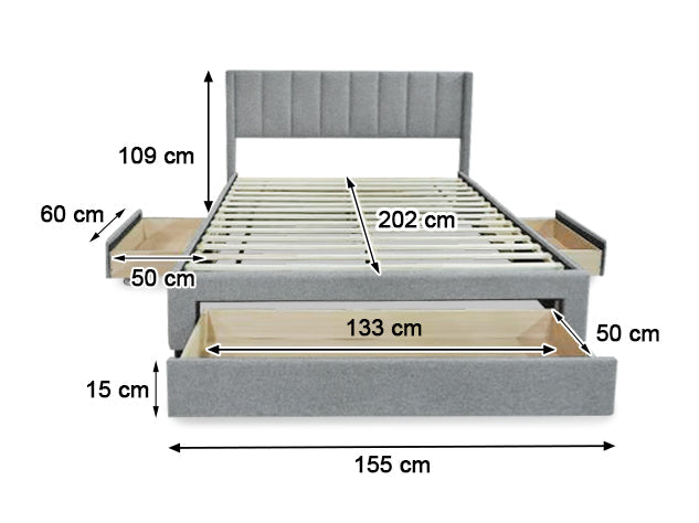 Coronado-A Bed Frame With Drawers & B34 Mattress  - Double