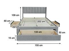 Coronado-A Bed Frame With Drawers & B34 Mattress  - Double