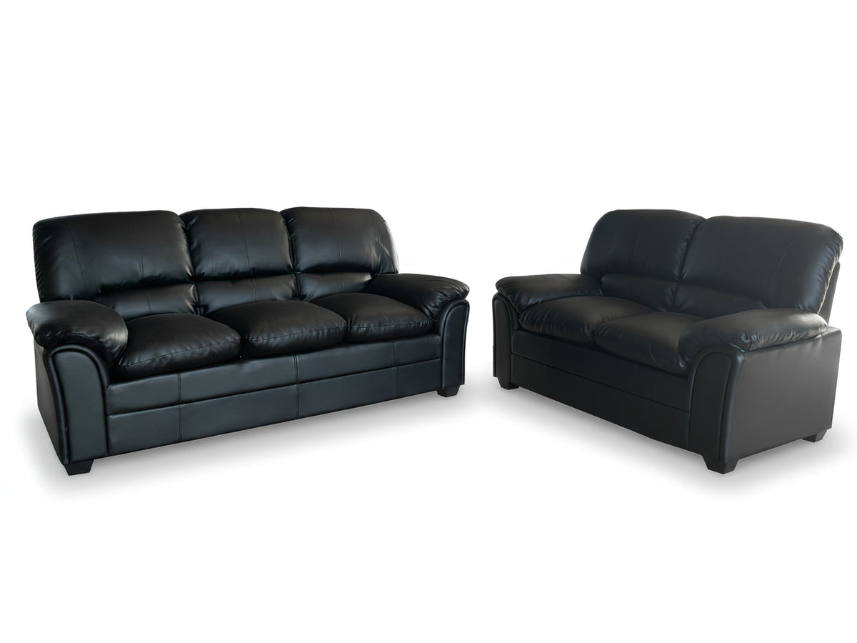 Braura PU Leather Sofa Set - Black