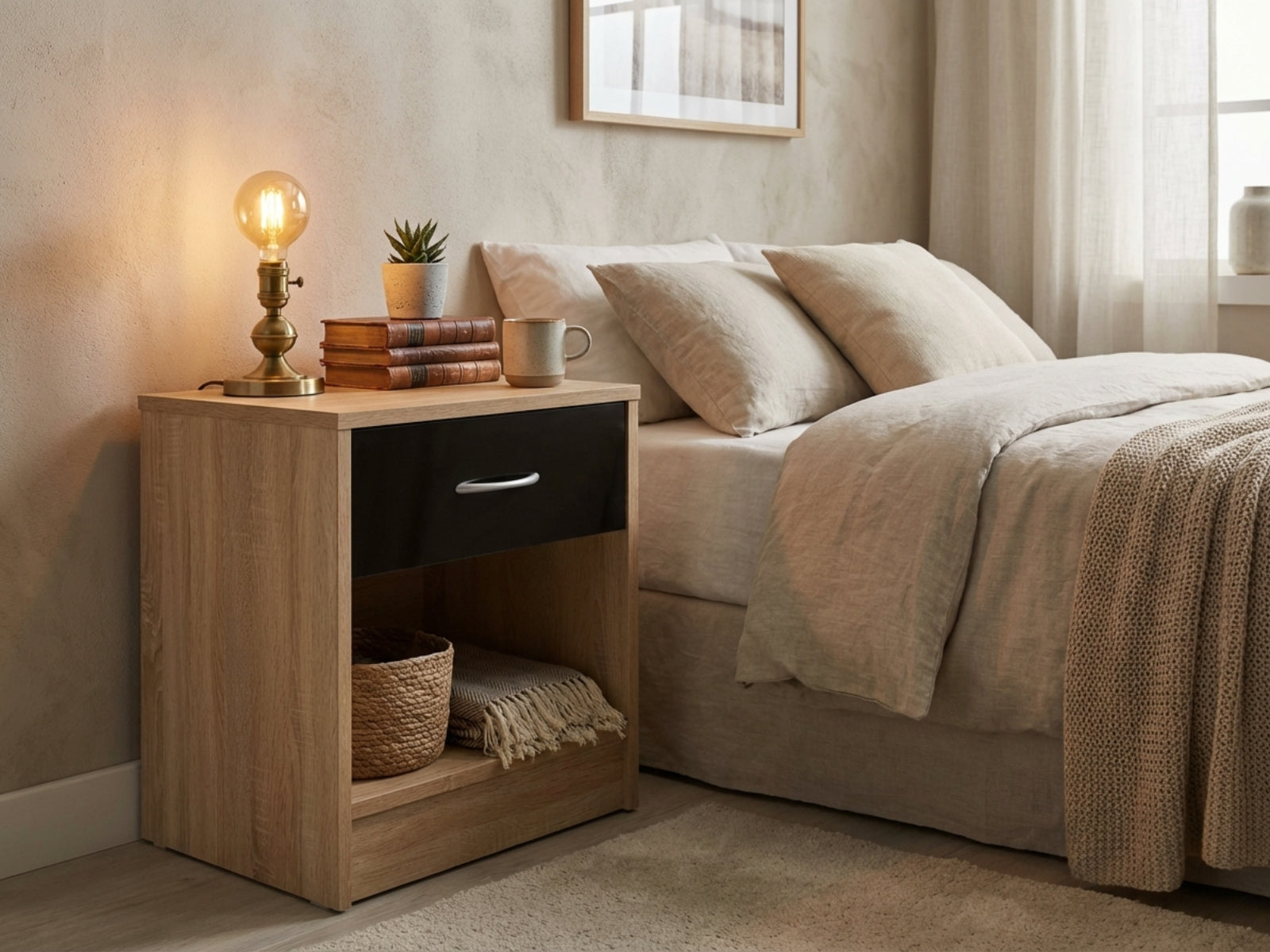 Bardalona Bedside Table - Gloss Black
