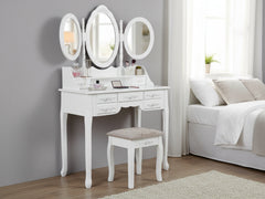7-Drawer Dressing Table Set White - 90 cm