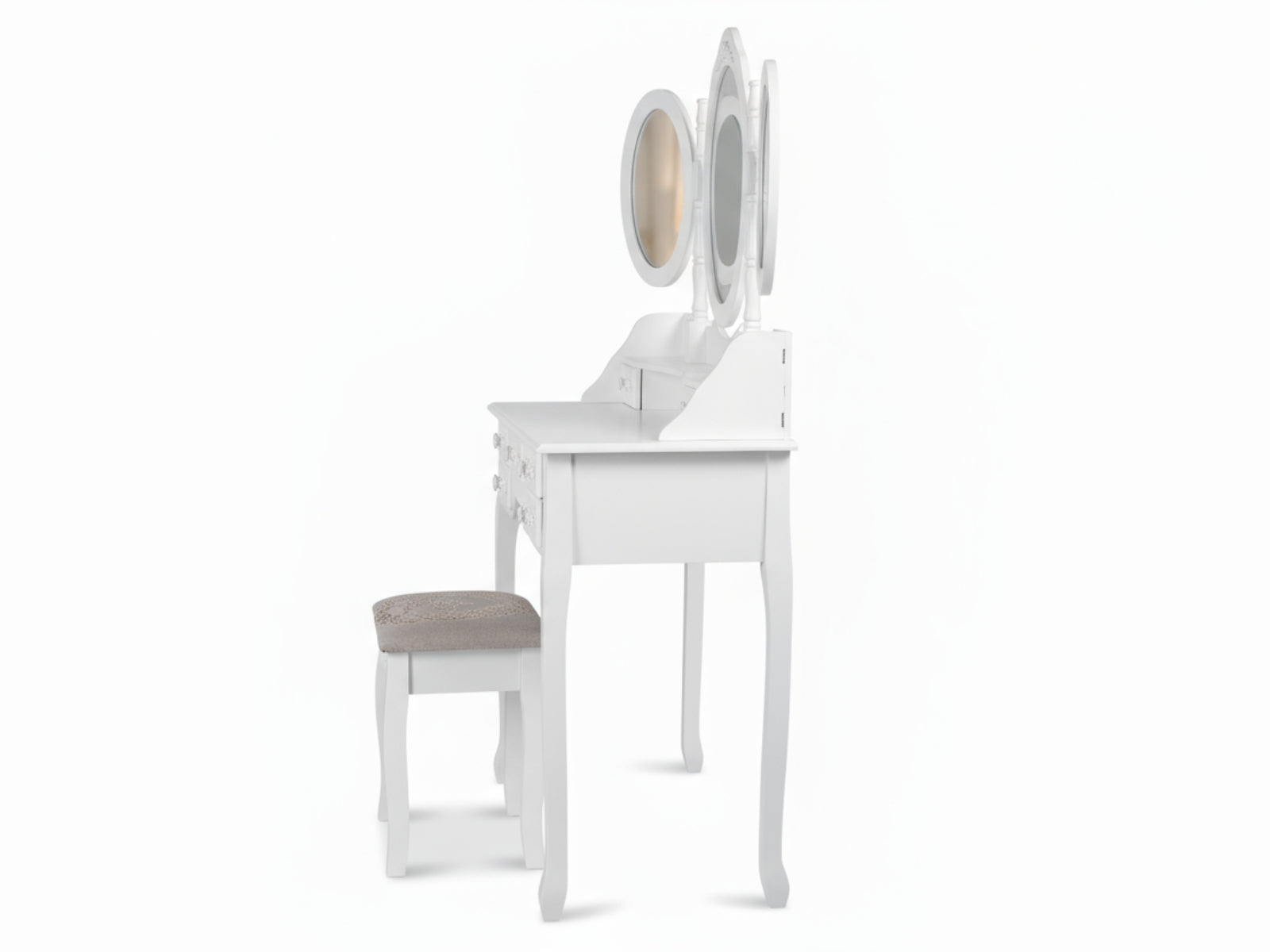 7-Drawer Dressing Table Set White - 90 cm