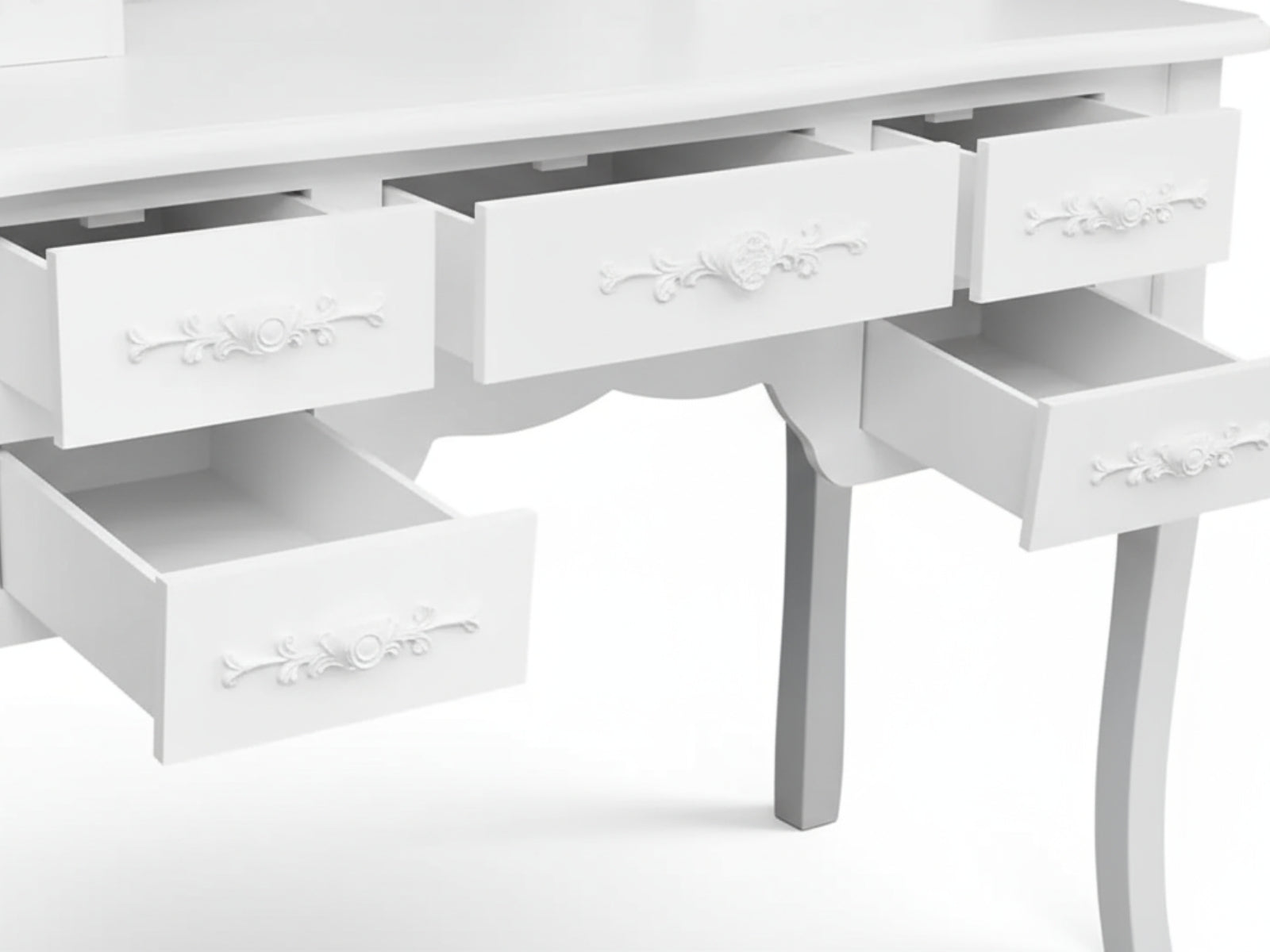 7-Drawer Dressing Table Set White - 90 cm