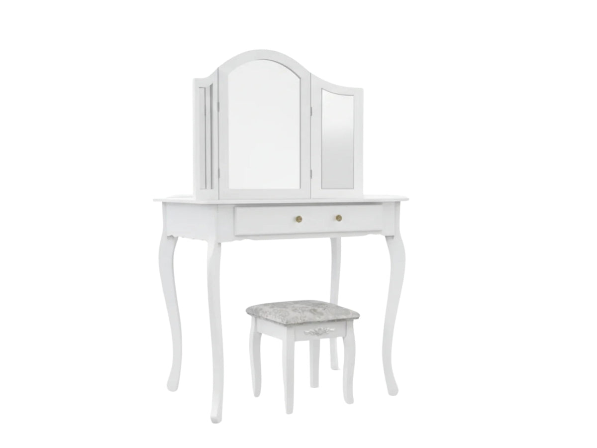 3-Mirror Dressing Table Set White - 79 cm