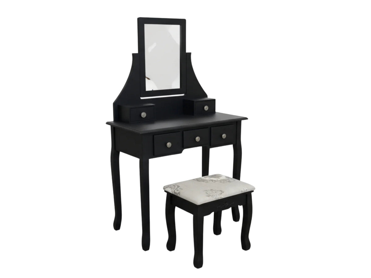 Dressing Table with Stool Black - 74.5 cm