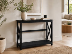 Console Table With Shelf - Black