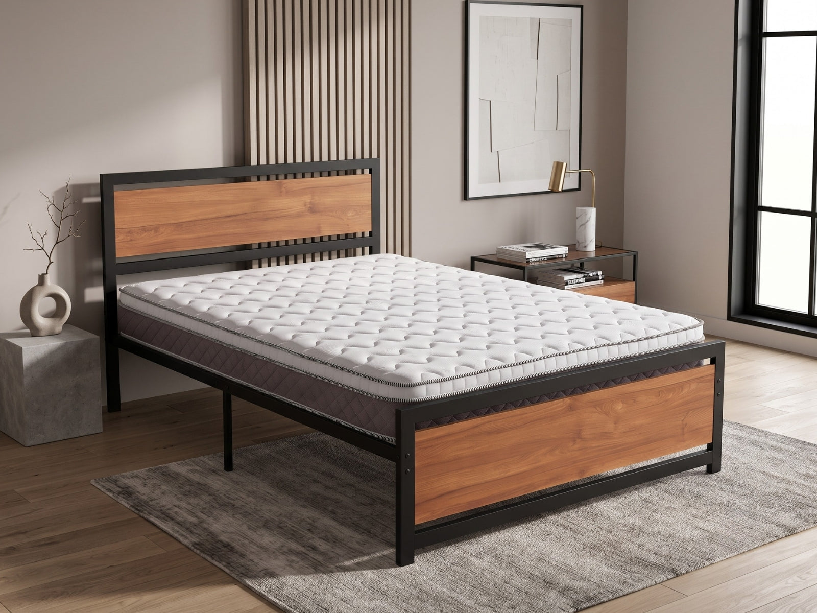 Bivio Metal Bed Frame & MEM23 Mattress - Queen