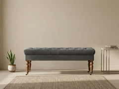 Bellay Linen Ottoman Bench - Dark Grey