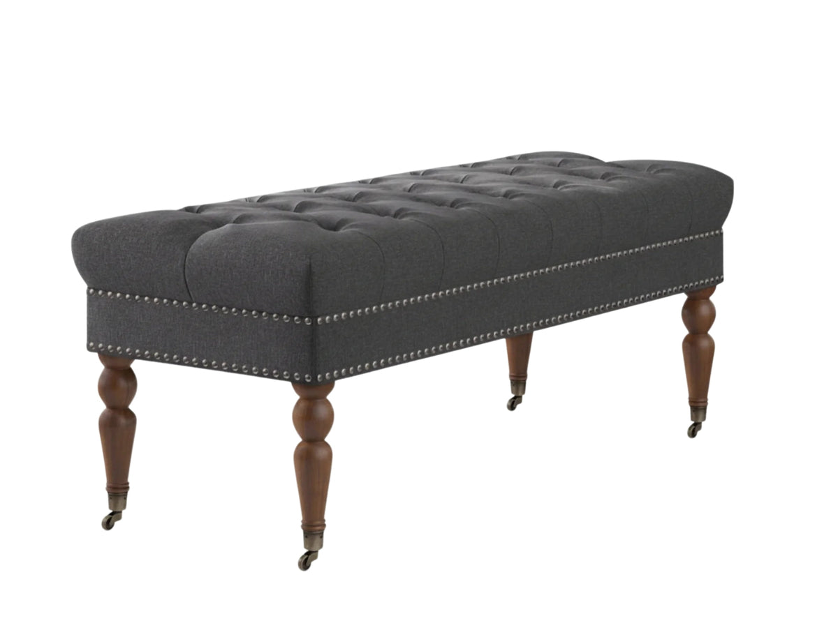 Bellay Linen Ottoman Bench - Dark Grey