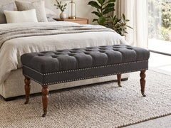 Bellay Linen Ottoman Bench - Dark Grey