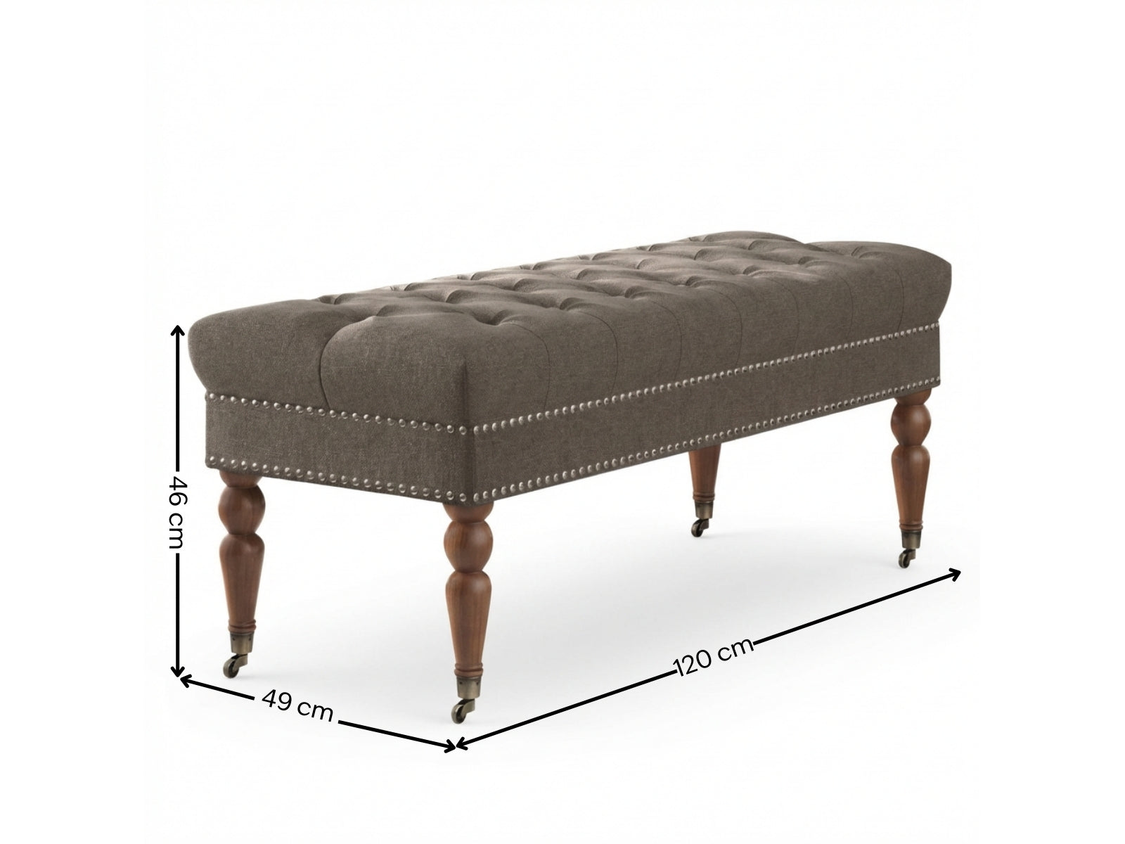 Bellay Linen Ottoman Bench - Brown