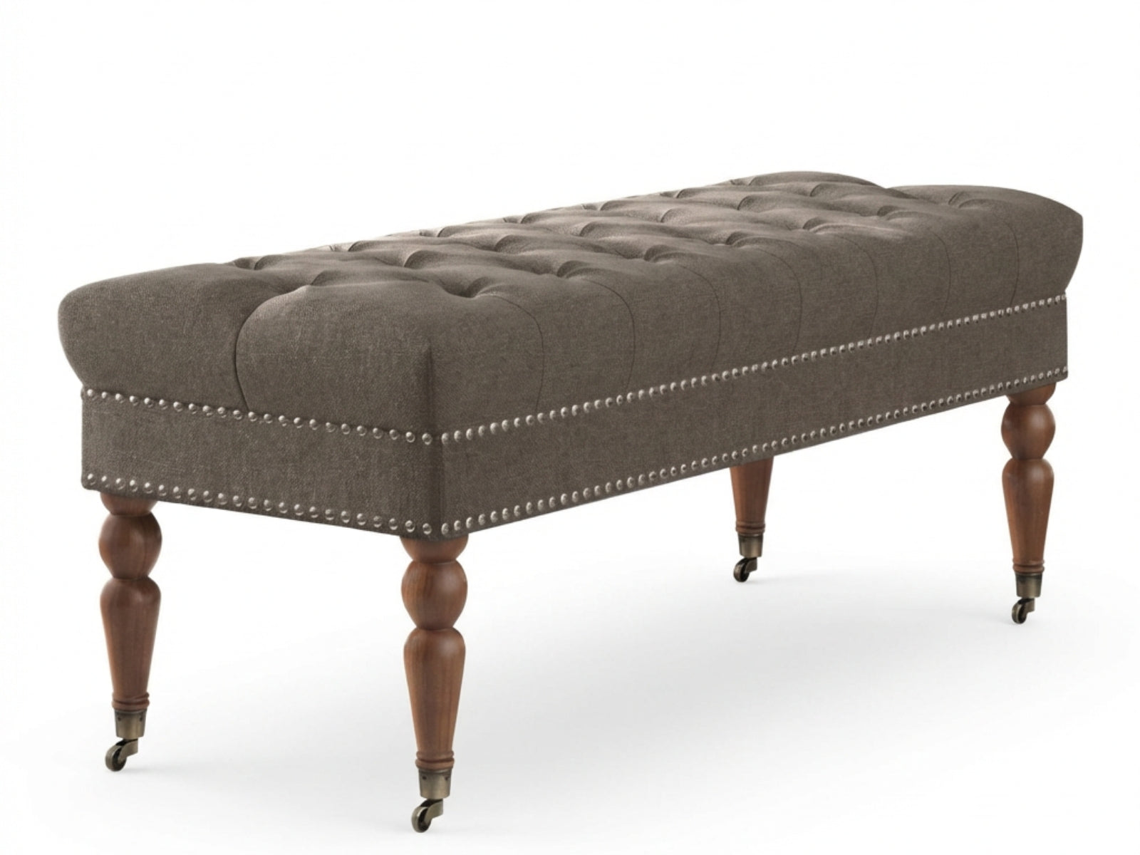 Bellay Linen Ottoman Bench - Brown
