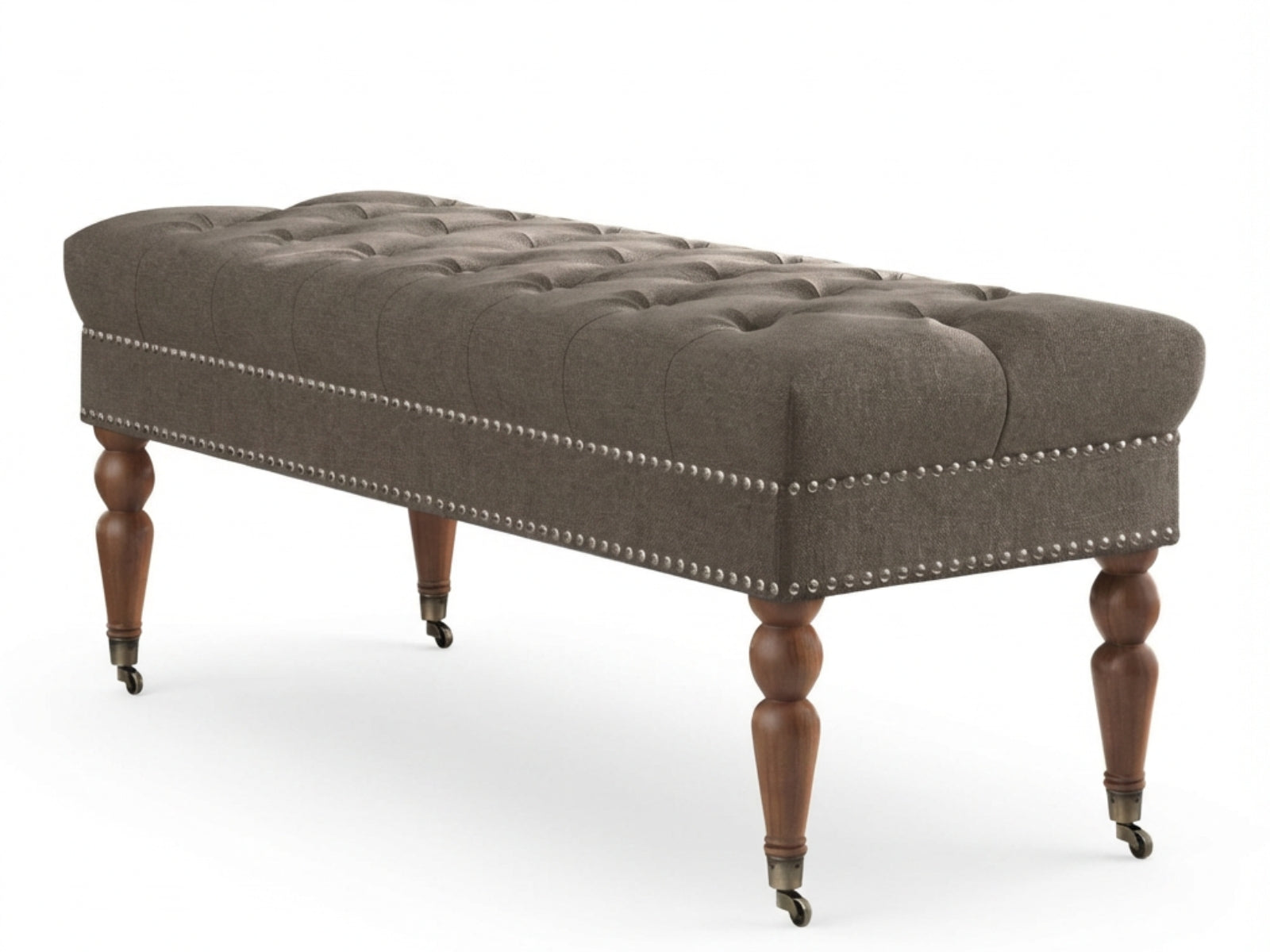 Bellay Linen Ottoman Bench - Brown