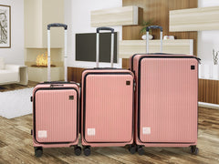 3-Piece Front Open Luggage Set – Rose Gold